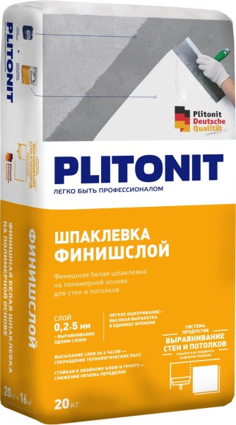PLITONIT ФинишСлой - 20 Финишная белая шпаклевка на полимерной основе
