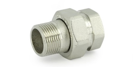 Разъемное соединение прямое НВ 1" с прокладкой O-RING, никел. латунь