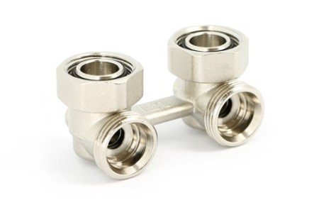 Узел угловой НВ евроконус радиаторный со встроенными кранами Размер:3/4'ЕК х 3/4'ЕК