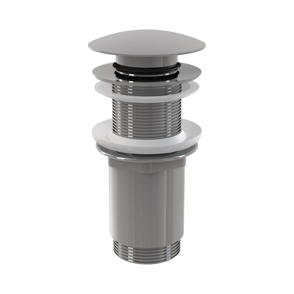 Донный клапан сифона для умывальника CLICK/CLACK 5/4",цельнометаллический с большой заглушкой, без перелива, для пластиковых и стеклянных умывальников