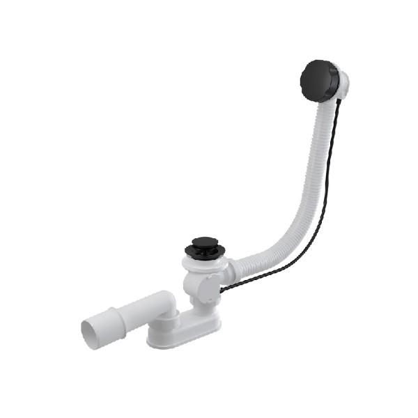 Сифон для ванны автомат комплект, черный-мат