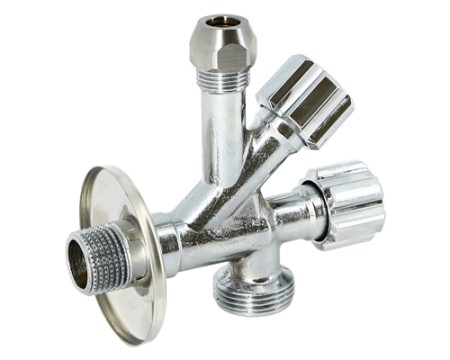 Вентиль комбинированный Н обжим Н для бачков/смесителей и стиральных машин Размер:1/2'х10х3/4