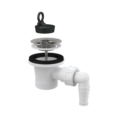 Донный клапан сифона для умывальника 6/4" с нержавеющей peшeткой DN63 и штуцером