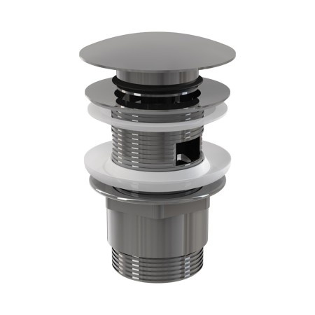 Донный клапан сифона для умывальника CLICK/CLACK 5/4", цельнометаллический с переливом и большой заглушкой