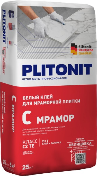 PLITONIT С мрамор -4 клей для мраморной плитки супер белый, класс С1ТЕ
