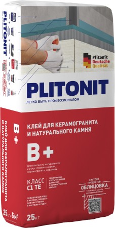PLITONIT В+ -5 клей для крупноформатного керамогранита и натурального камня, класс С1ТЕ