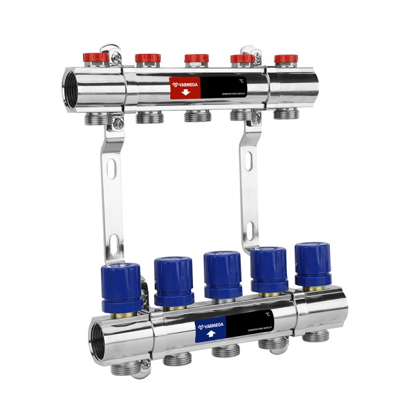 Коллекторная группа из латуни с регулирующими и балансировочными клапанами