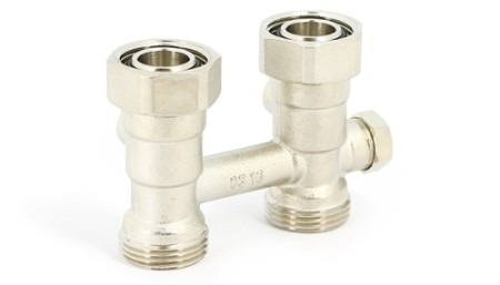 Узел прямой НВ EK радиаторный со встроенными кранами и байпасом Размер:3/4'ЕК х 3/4'ЕК