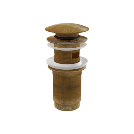 Донный клапан сифона для умывальника CLICK/CLACK 5/4", цельнометаллический с переливом и большой заглушкой, бронза-антик