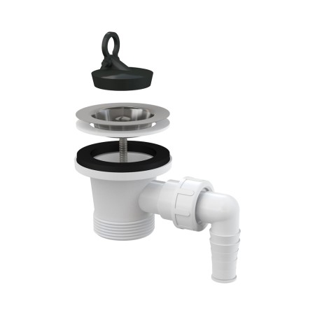 Донный клапан сифона для мойки 6/4" с нержавеющей peшeткой DN70 и штуцером