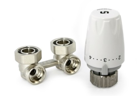 Комплект нижнего подключения для радиаторов Buderus, Vogelamp;Noot, угловой Модель:DX Danfoss RA/RTR