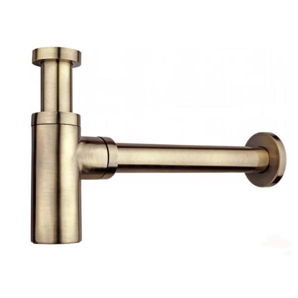 Сифон для умывальника DN32 DESIGN круглый, бронза-антик