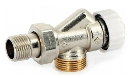 Вентиль термостатический без преднастройки угловой-осевой НН с разъёмным соединением THERMO 1/2' x 3/4'