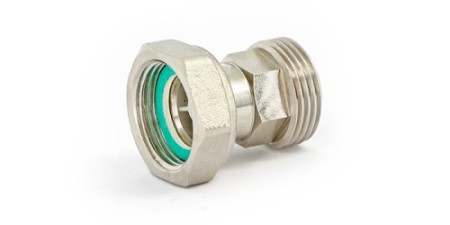 Соединение (НВ) с накидной гайкой плоской прокладкой и обратным клапаном никел. Размер:1' x 1'