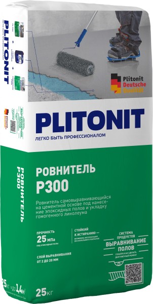 PLITONIT Р300 -25 ровнитель износостойкий, высокопрочный для финишного выравнивания