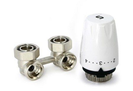 Комплект нижнего подключения для радиаторов Kermi, Rifar, угловой Модель:DX для вентилей M30 x 1,5