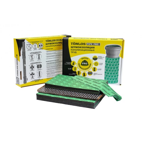 TONLOS PIPE PRO - материал для шумоизоляции канализационных труб, на трубу 3,2 м с дополнительным слоем вибро-изоляции