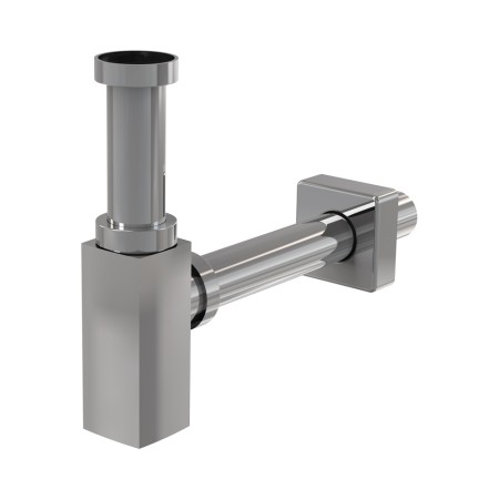 Сифон для умывальника DN32 DESIGN цельнометаллический, квадратный