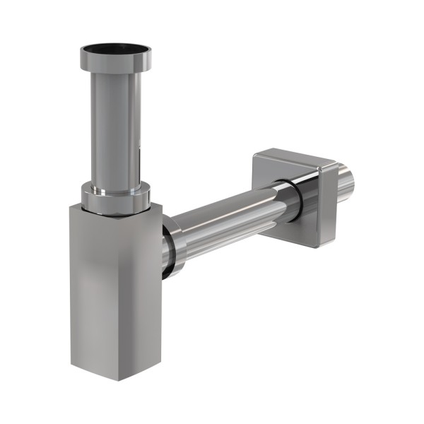 Сифон для умывальника DN32 DESIGN цельнометаллический, квадратный