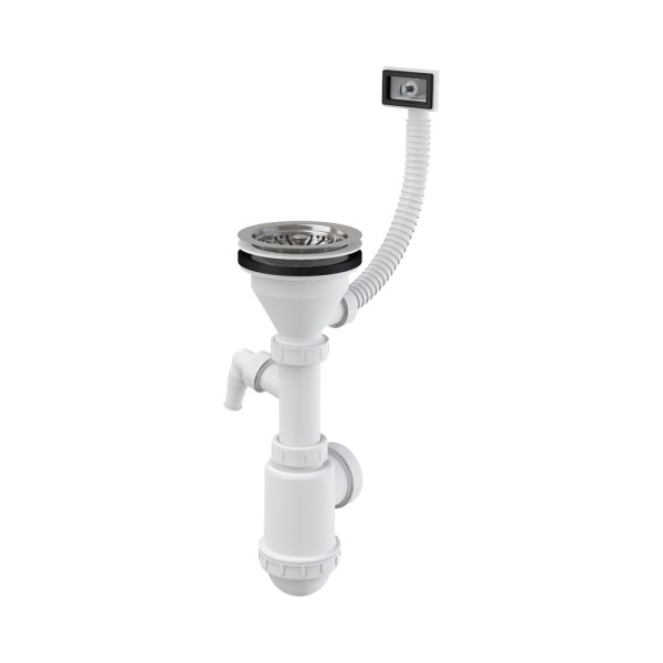 Сифон для мойки с нержавеющей peшeткой DN115, гофропереливом и штуцером