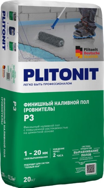 PLITONIT Р3 -20 ровнитель быстротвердеющий для финишного выравнивания